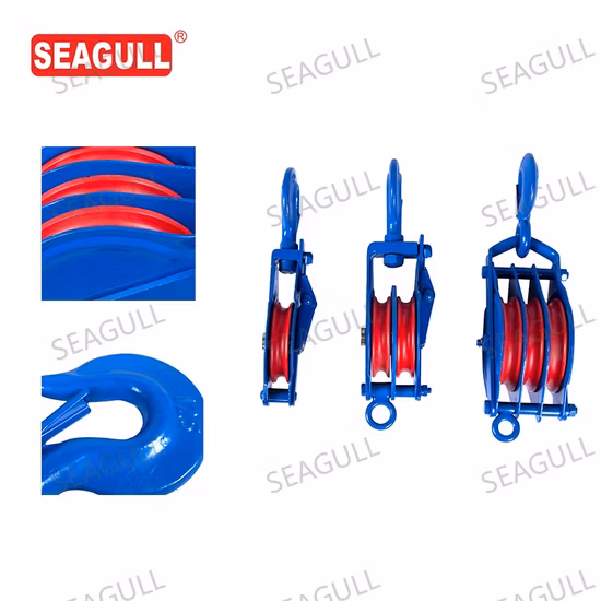 Bloco de polia de roda dupla com elevação segura e antiderrapante